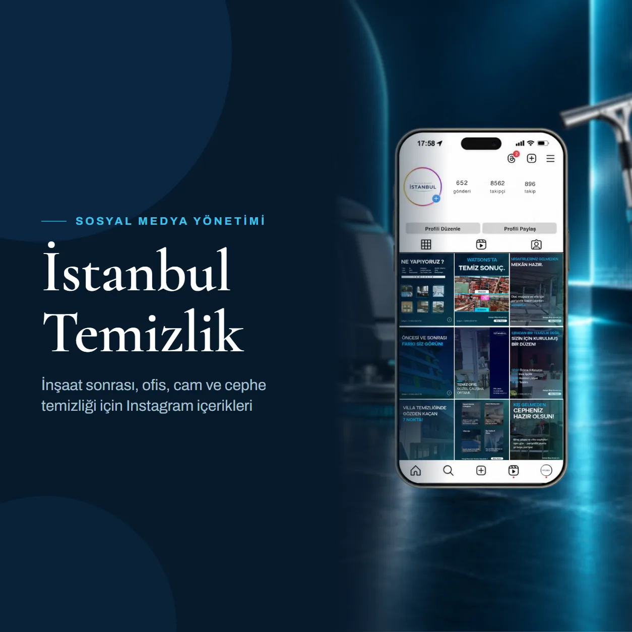 İstanbul Temizlik Şirketi'nin Instagram profili telefon ekranında