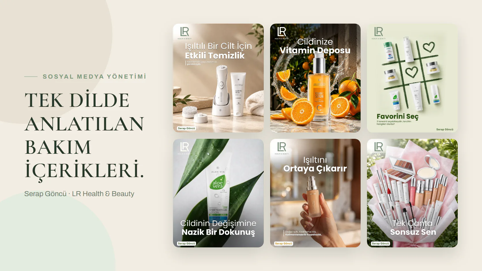 Serap Göncü için tasarlanan Instagram içeriklerinden altı kare