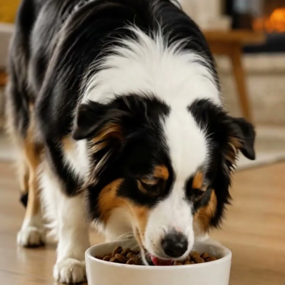 Yapay zekâyla üretilmiş sahne: köpek mamasını yerken